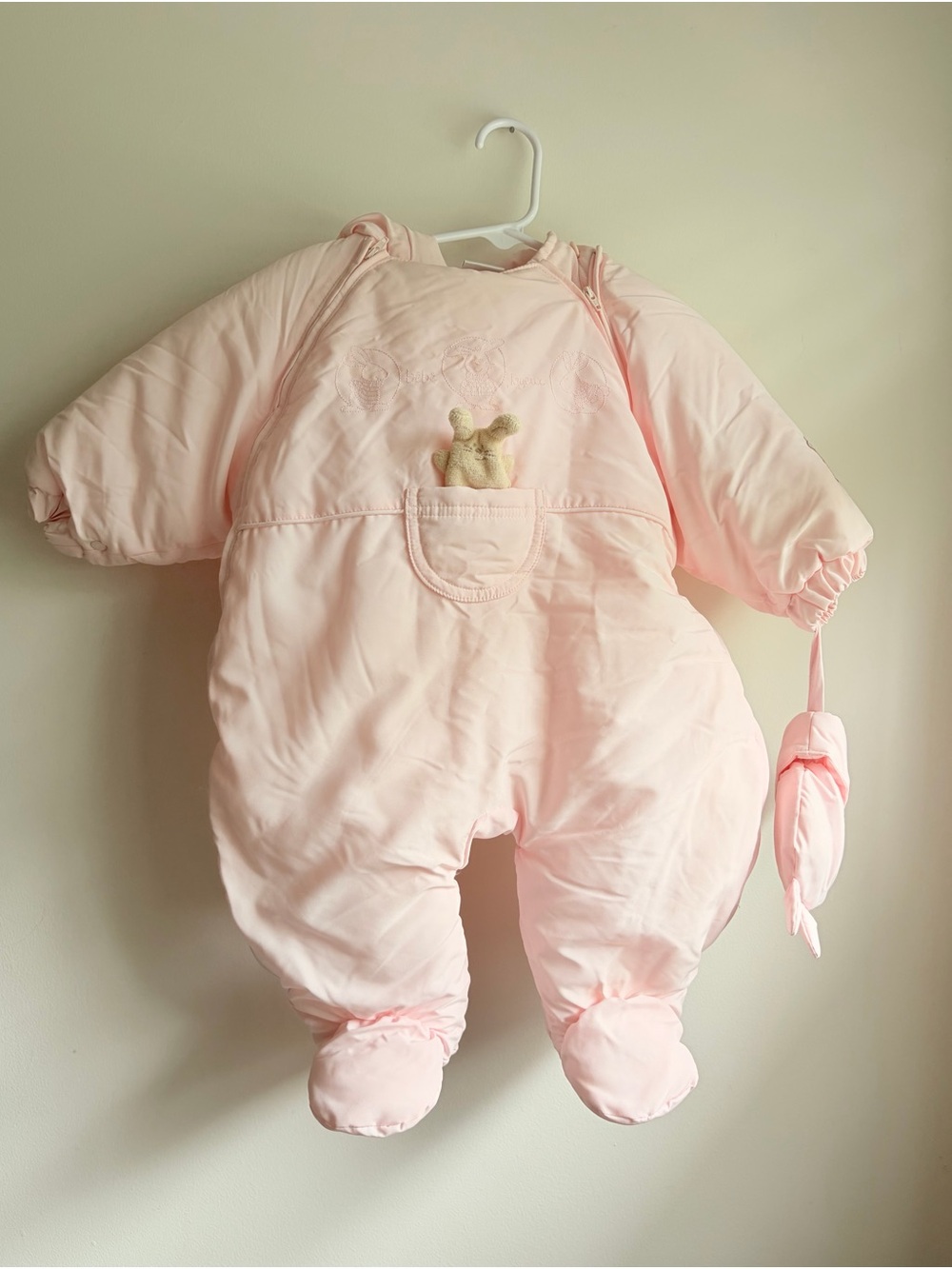 Absorba Winter Coat Bunting Snowsuit Pink 9 Months Bunny Rabbit Double Zipper